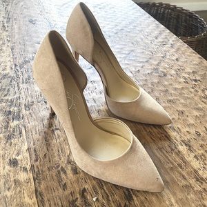 7 Jessica Simpson Beige Nude Suede Paryn D’Orsay Heels